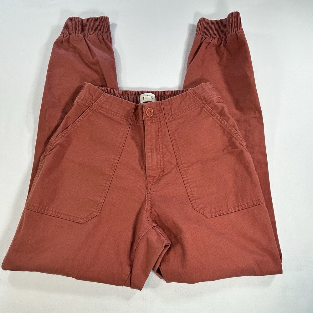 Pact Women’s Organic Cotton Jogger Pants High Rise Ankle Zip Terracotta Size XS